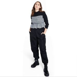 Sandy Liang x Target Joggers Black Quilted Mid Rise Cuffed Pants.